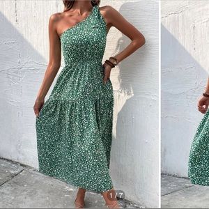 Shein Ditsy Floral One Shoulder Knot Side Dress